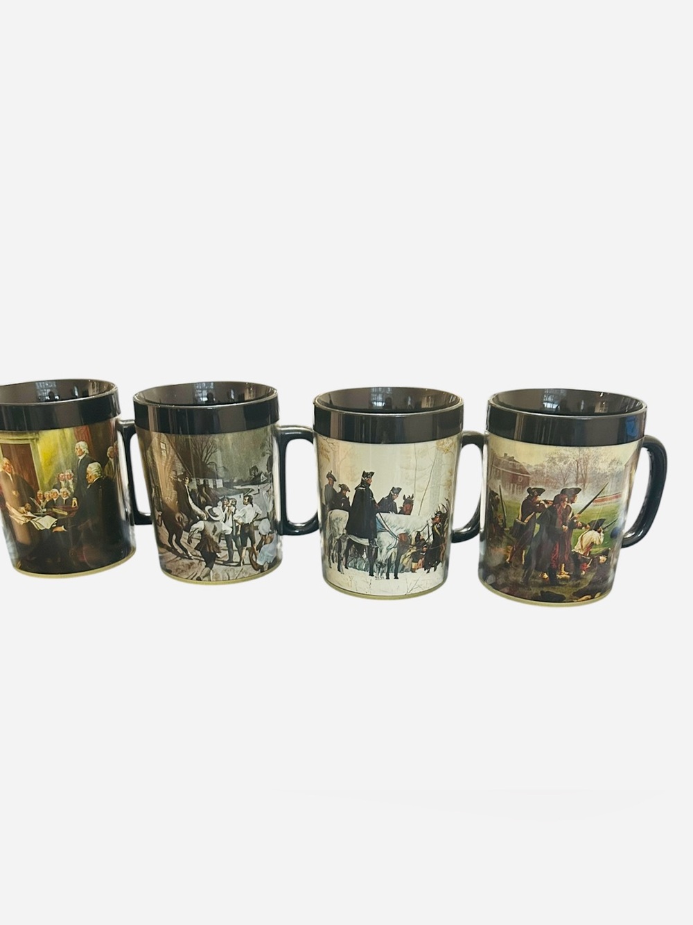 vintage 4 Thermo-Serv insulated mugs are from the "Freedom Series" 70s new